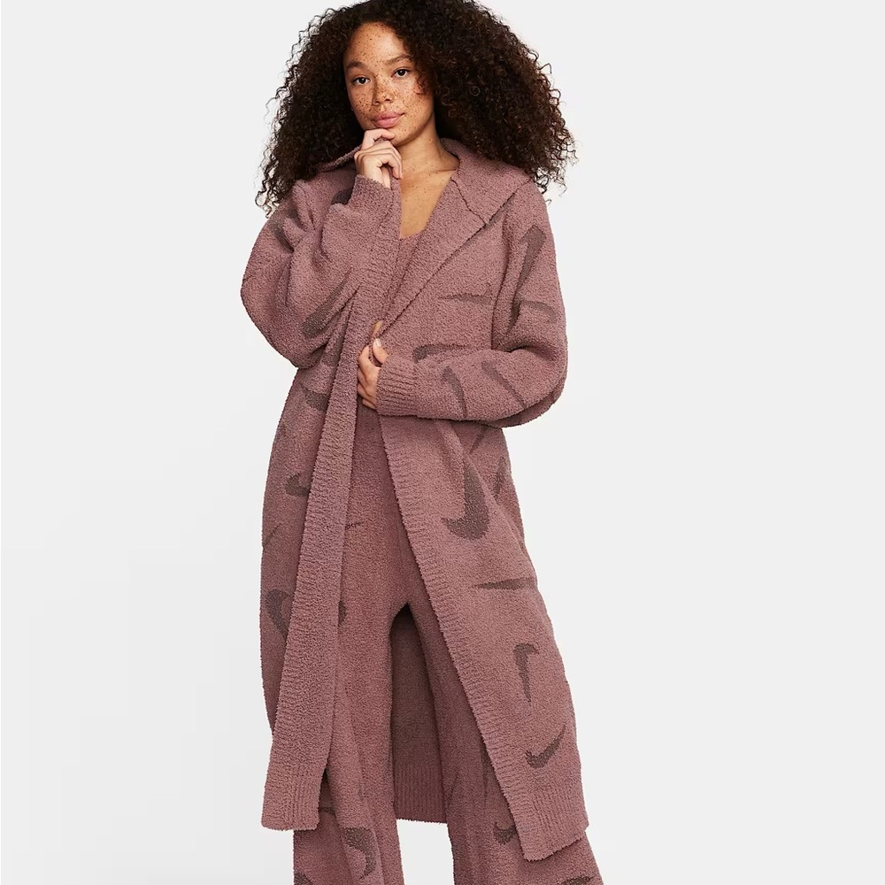 NWT Nike Phoenix Cozy Bouclé Knit Cardigan In Smokey Mauve